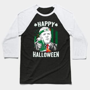 Funny Happy Halloween Leprechaun Biden St Patrick's Day Baseball T-Shirt